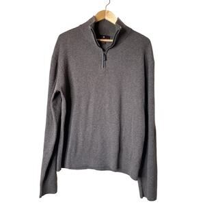 Men's Toscano Brown Ribbed Wool Blend Quarter Zip Pullover XL